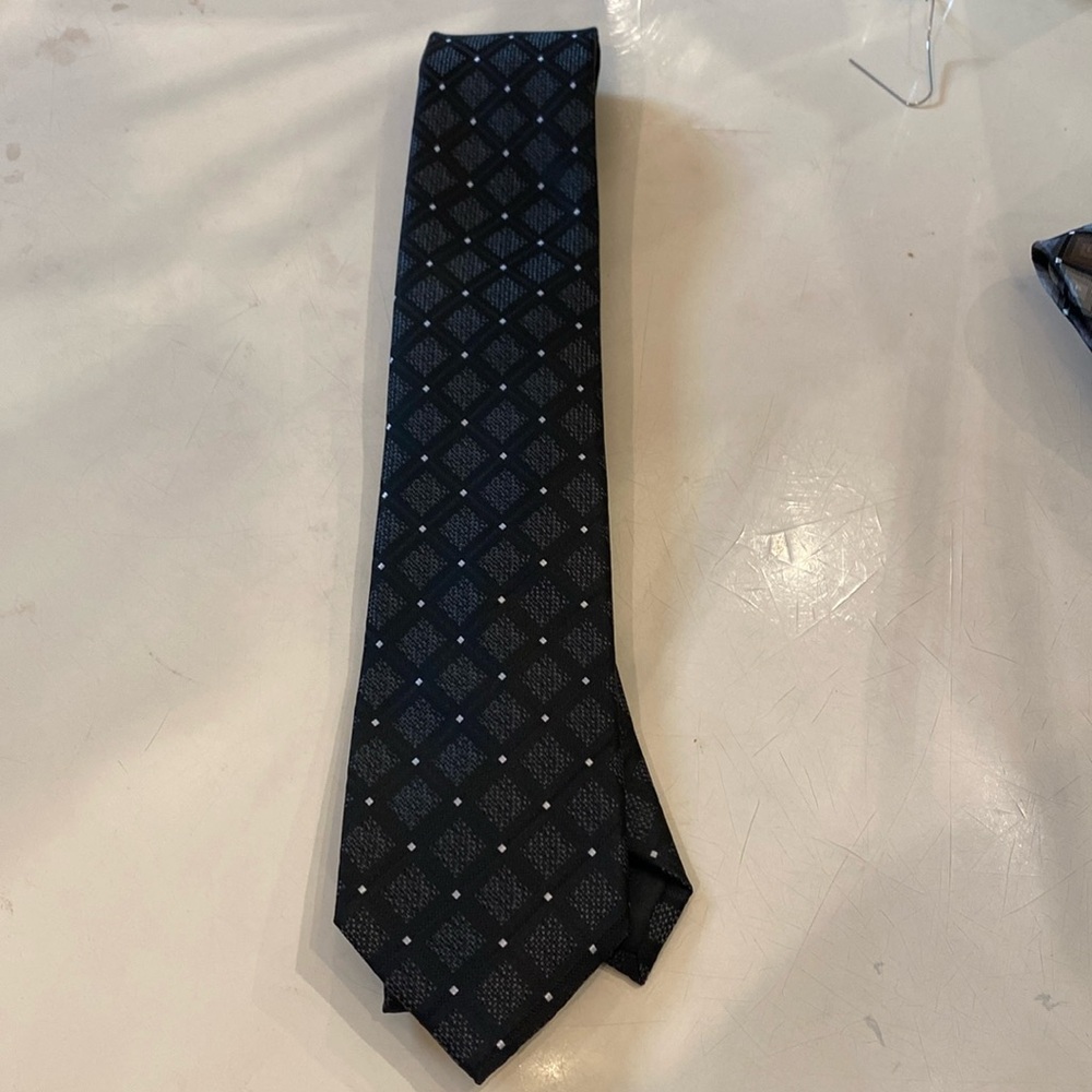 Bespoke Men’s Tie.  Black w/White‎ Small Squares. NWOT